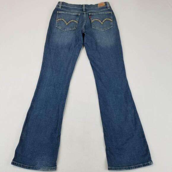 Levis 524 Jeans Womens 8 Too Superlow Flare 90s Stretch Floral Embroidered Denim - Picture 2 of 13